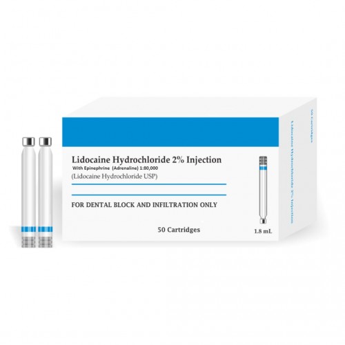 House Brand Lidocaine HCL 2% Injection with Epinephrine 1:80,000 Cartridges 50/Bx