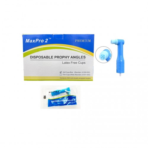 MaxPro 2 Disposable Prophy Angles Soft Cups Blue 500/Bx A1509-500