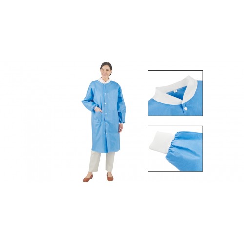 Safco lab coats blue 5/pkg