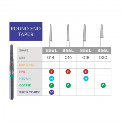 Sabur Long Round End Taper Diamond 856L-018M 10/Pk