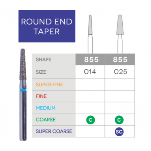 Sabur Round End Taper Diamond 855-014C 10/Pk