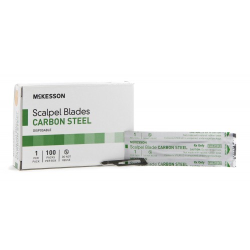 Surgical Blade McKesson Brand Carbon Steel No. 15 Sterile Disposable Individually Wrapped