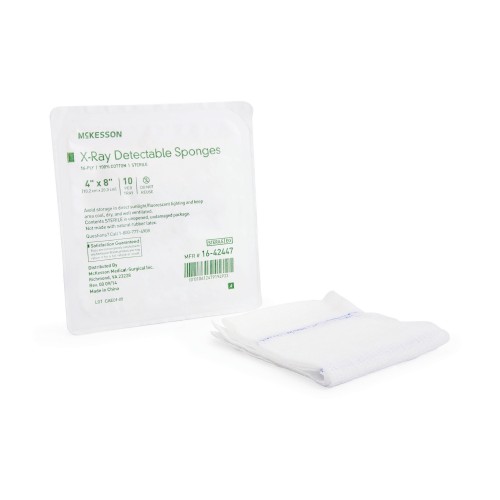 Gauze Sponge McKesson 4 X 8 Inch 10 per Tray Sterile 16-Ply Rectangle