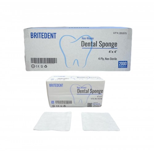 BRITEDENT 4 x 4 Gauze Sponges 4-Ply Non-Woven 2000/Bx