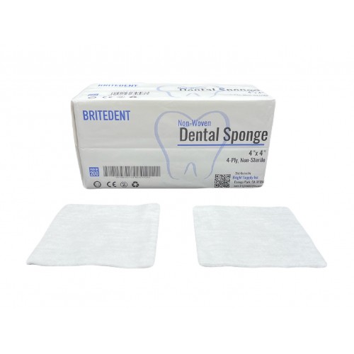 BRITEDENT 4 x 4 Gauze Sponges 4-Ply Non-Woven 200/Bx