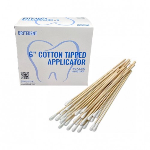 BRITEDENT Cotton Tipped Applicators 6 Inch 1000/Bx