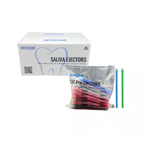 BRITEDENT Saliva Ejectors Assorted Body With Clear Tips