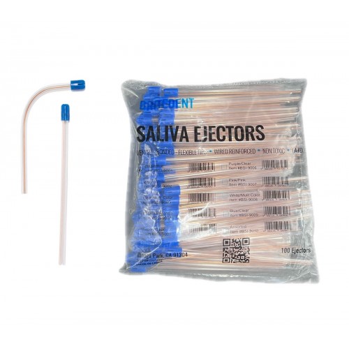 BRITEDENT Saliva Ejectors Clear Body With Blue Tips 100/Pk