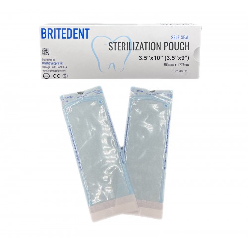 BRITEDENT Self Seal 3.5 x 10 Sterilization Pouches 200/Bx