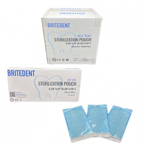 BRITEDENT Self Seal 5.25 x 11 Sterilization Pouches 2000/Bx