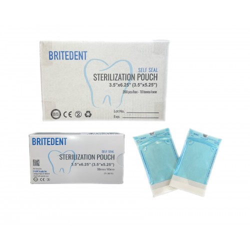 BRITEDENT Self Seal 3.5 x 6.25 Sterilization Pouches 2000/Bx