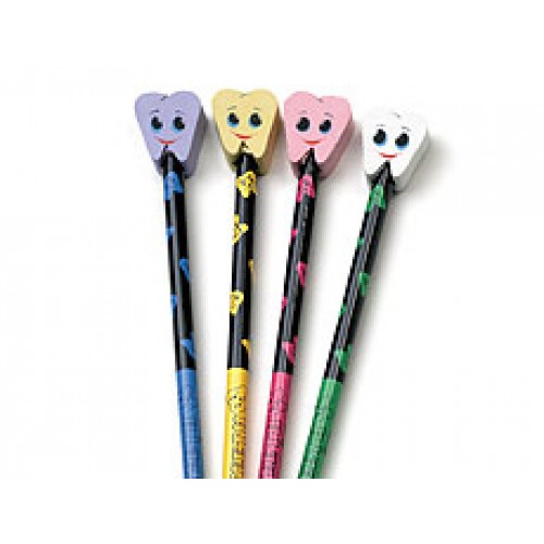 6.5" Smile Tooth Pencil/Erase (36 per pack)