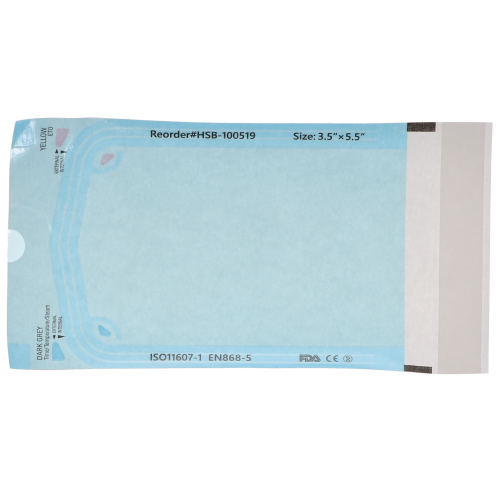 Sterilization Pouch, Class 4, Self-Sealing, Blue Green Film, 3.50" x 5.5", 200/Pk, 100519