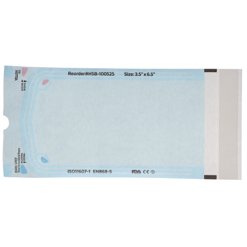 Sterilization Pouch, Class 4, Self-Sealing, Blue Film, 3.50" x 6.5", 200/Pk, 100525