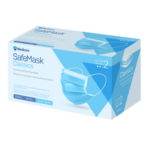 SafeMask Classics Earloop Masks L2 50/Box Blue, 205215