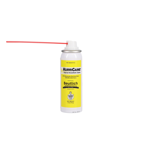 HurriCaine Topical Anesthetic Spray, 20% Benzocaine, 2 oz Can, Wild Cherry,1/Pk, 0283-0679-02