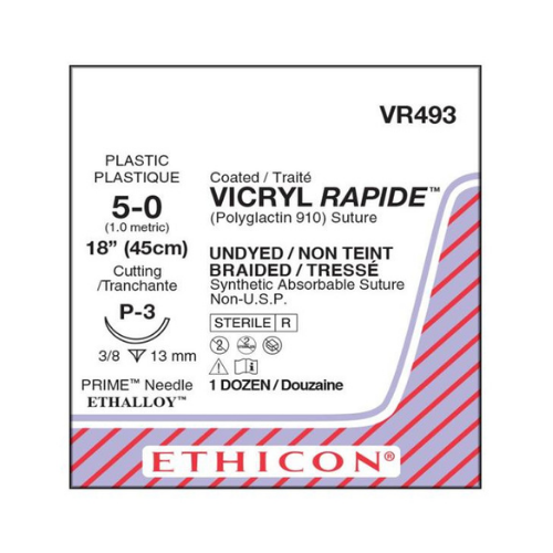 5-0 Coated Vicryl Sutures with P-3 Needle, 18", 12/Pk, J493G