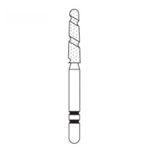 Two Striper TS2000 Spiral Cut Diamond Burs, FG, Round-End Taper, 2005.8, 1.8 mm, Coarse, Green, 5/Pk, 2000058