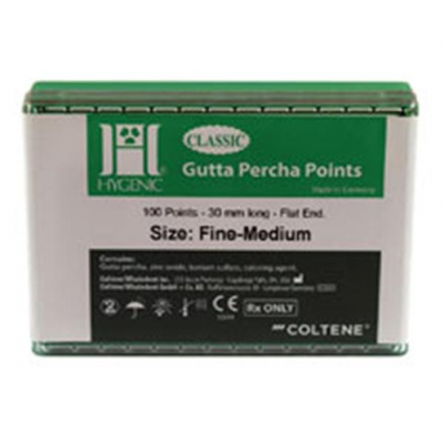 Hygenic Gutta Percha Points, Machine-Rolled, Classic, 28 mm, Fine-Medium, 5 Vials of 20 Points/Pk, H04233