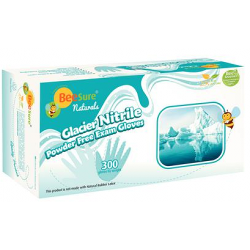 Beesure Glacier PF Nitrile Gloves Large 300/Bx, 2928