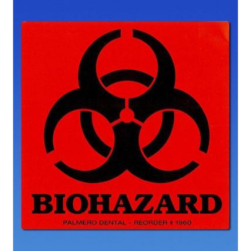 Universal Biohazard Warning Label, 3" x 3", Black on Red, 100/Roll, 1960