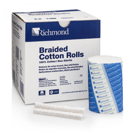 Braided Cotton Rolls, Medium, 3/8" x 4", 250/Pk